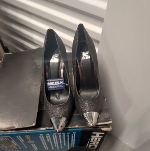 Women's Black With Silver And Glitter High Heels